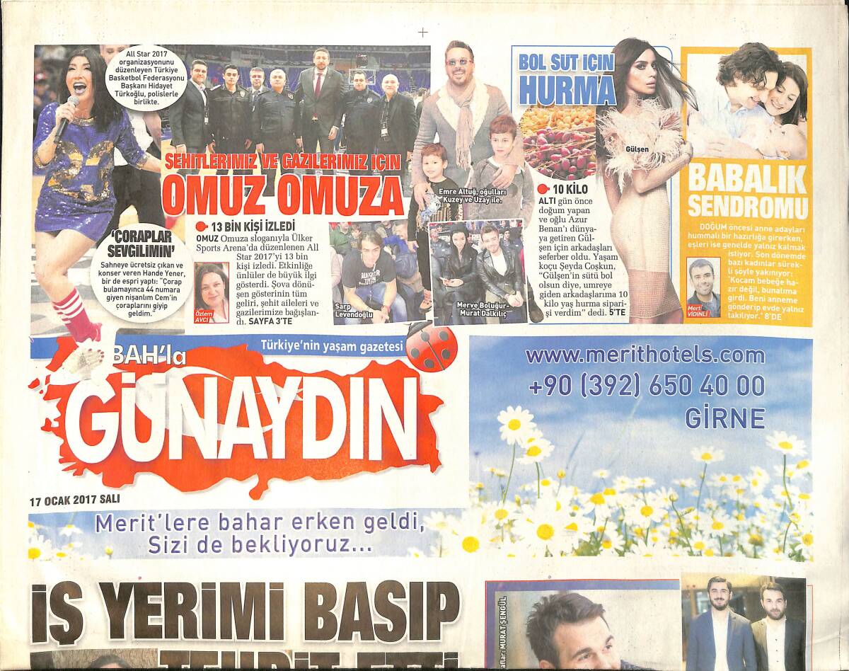 Sabah Gazetesi Günaydın Eki 17 Ocak 2017 - Emre Altuğ, Oğulları Kuzey Ve Uzay İle - Gigi Hadid Türkiye'ye Geliyor GZ154261 - 1
