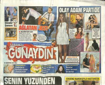 Sabah Gazetesi Günaydın Eki 18 Ağustos 2015 - Erdal Yağcılar Fatma Girike Moral Verdi GZ105315 - 1