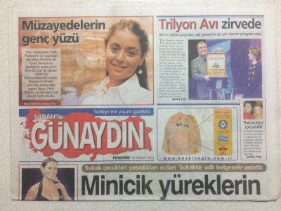 Sabah Gazetesi Günaydın Eki 18 Aralık 2003 - Tamer Karadağlı Amerikan Filmi İçin Teklif Aldı GZ23634 - 1