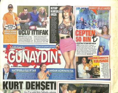 Sabah Gazetesi Günaydın Eki 18 Temmuz 2013 - Ebru Gündeş , Harbiye Açıkhava Tiyatrosunda Konser Verdi GZ100671 - 1