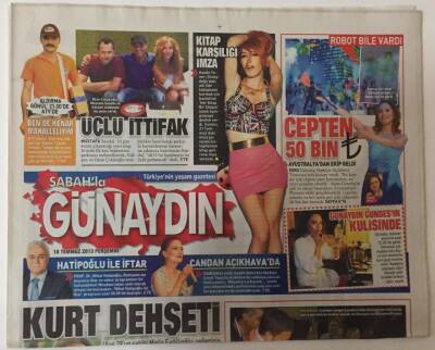 Sabah Gazetesi Günaydın Eki 18 Temmuz 2013 - Hande Yener Güneydoğudaki Altı İlde Kütüphane Kurmak İçin İmza Gününde Kütüphaneye Kitap Getirene İmza Verecek GZ28077 - 1