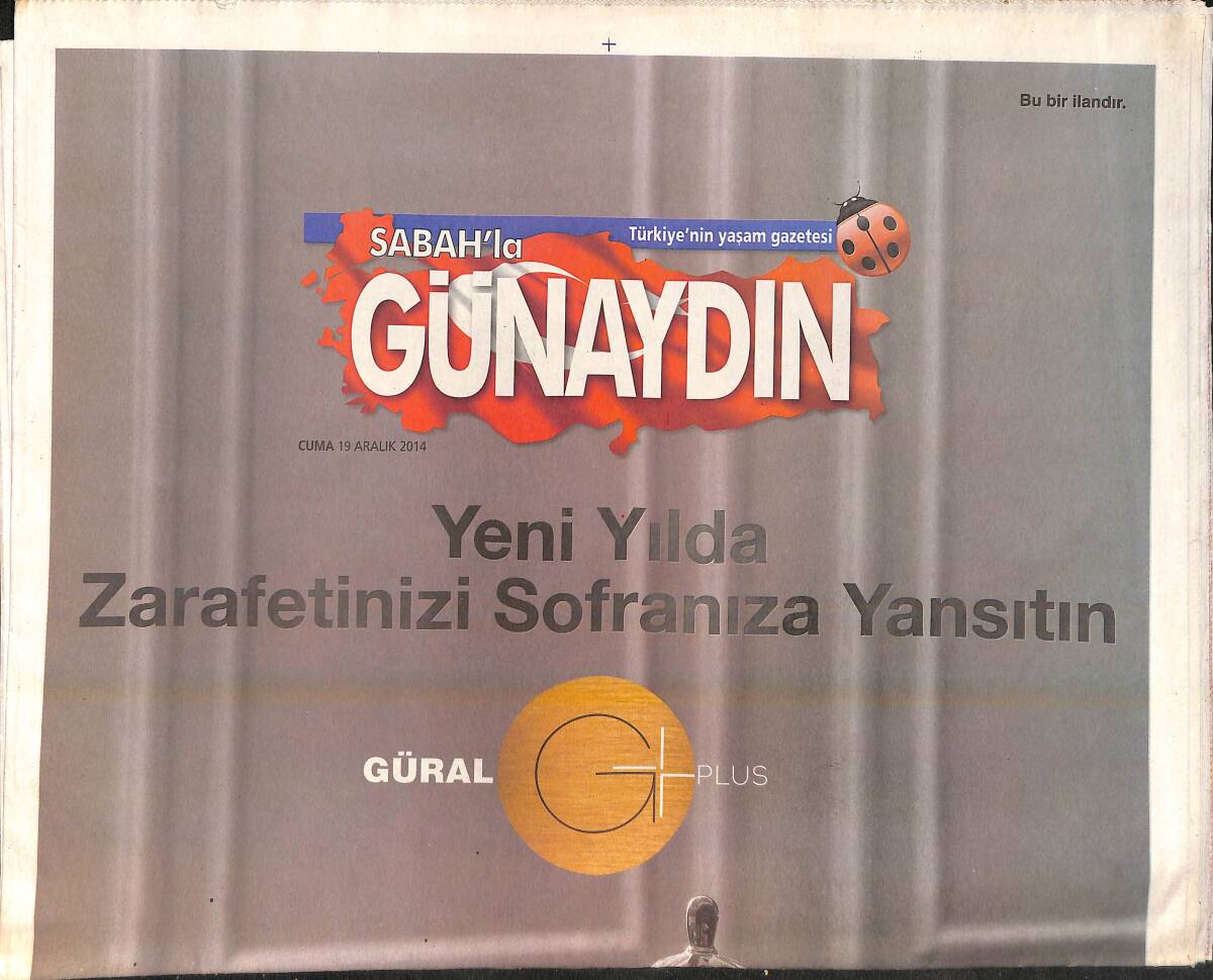 Sabah Gazetesi Günaydın Eki 19 Aralık 2014 - Tarkan 1 Milyona Cip Aldı - Demet Akalın'a Yeni Şarkı GZ159894 - 1