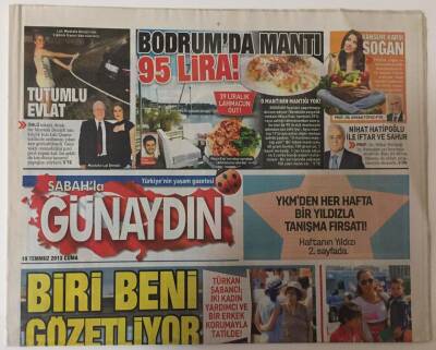 Sabah Gazetesi Günaydın Eki 19 Temmuz 2013 - İbrahim Tatlısesin Doktoru Tatilde de Yanında GZ28075 - 1