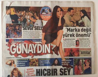 Sabah Gazetesi Günaydın Eki 2 Ağustos 2014 - Yonca Evcimik 13 Yıl Aradan Sonra 15 İsimli Bir Albüm Çıkarıyor Hayvan Hakları İçin Mücadele Ediyor Yukarıdan Emir Aldığımı Düşünüyorum GZ28533 - 1