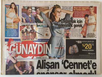 Sabah Gazetesi Günaydın Eki 2 Ekim 2008 - Alişan Cennete Sponsor Olmadı , Onur Şan Seda Sayanın Önünde Diz Çöktü GZ20833 - 1