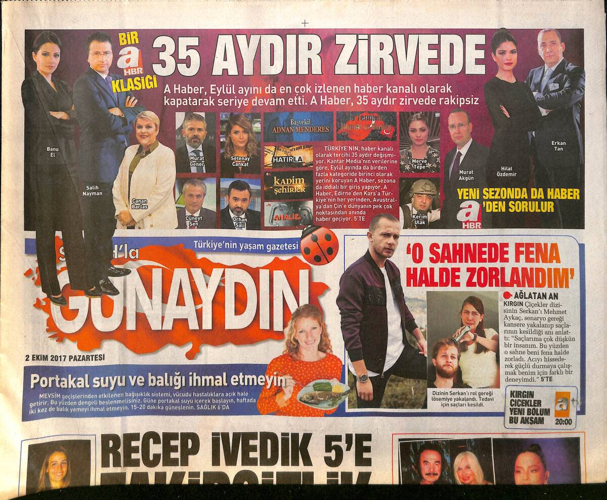 Sabah Gazetesi Günaydın Eki 2 Ekim 2017 - Ebru Gündeşin Konserine Gelen Ünlüler 