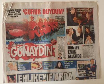 Sabah Gazetesi Günaydın Eki 2 Haziran 2015 - Ehlikeyif Arda Turan GZ31285 - 1