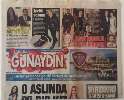 Sabah Gazetesi Günaydın Eki 2 Nisan 2015 - Öykü Gürman Türkiyeyi Gezecek GZ28116 - 1