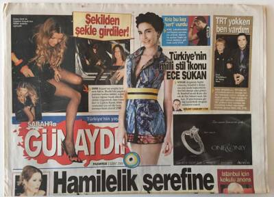 Sabah Gazetesi Günaydın Eki 2 Şubat 2009 - Seda Sayanı Onur Şan Hamilelik Şerefine Kar Tatiline Götürdü , Milli Stil İkonu Ece Sükan GZ20741 - 1