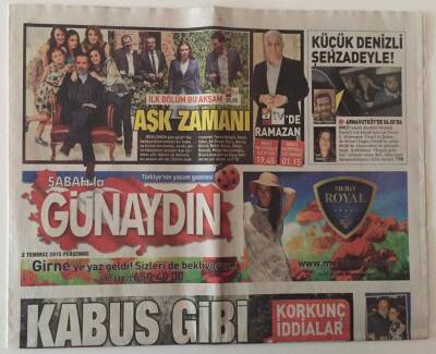 Sabah Gazetesi Günaydın Eki 2 Temmuz 2015 - Kabus Gibi Evlilik Bade İşçi - Malkoç Süalp GZ28144 - 1