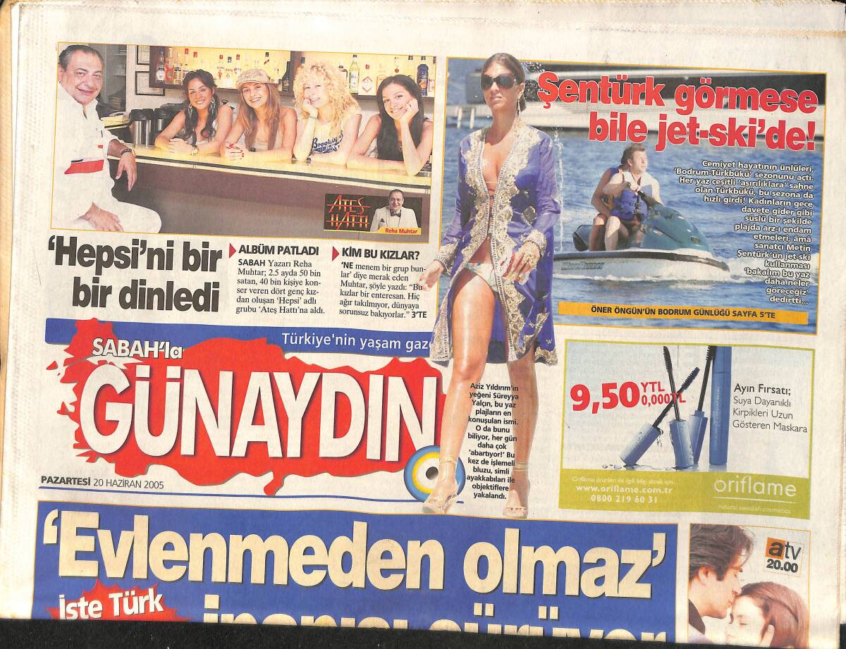 Sabah Gazetesi Günaydın Eki 20 Haziran 2005 - Özcan Deniz Ve Ahu Türkpençe, Film Tanıtım Toplantısında - Yeşim Salkım 9 Yıl Sonra Sahnede GZ154445 - 1