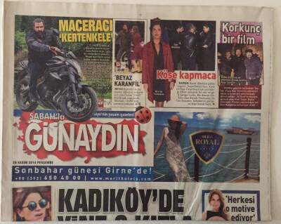 Sabah Gazetesi Günaydın Eki 20 Kasım 2014 - Cem Yılmaz Kadıköyde Yine Sinem Poyrazla... GZ28133 - 1