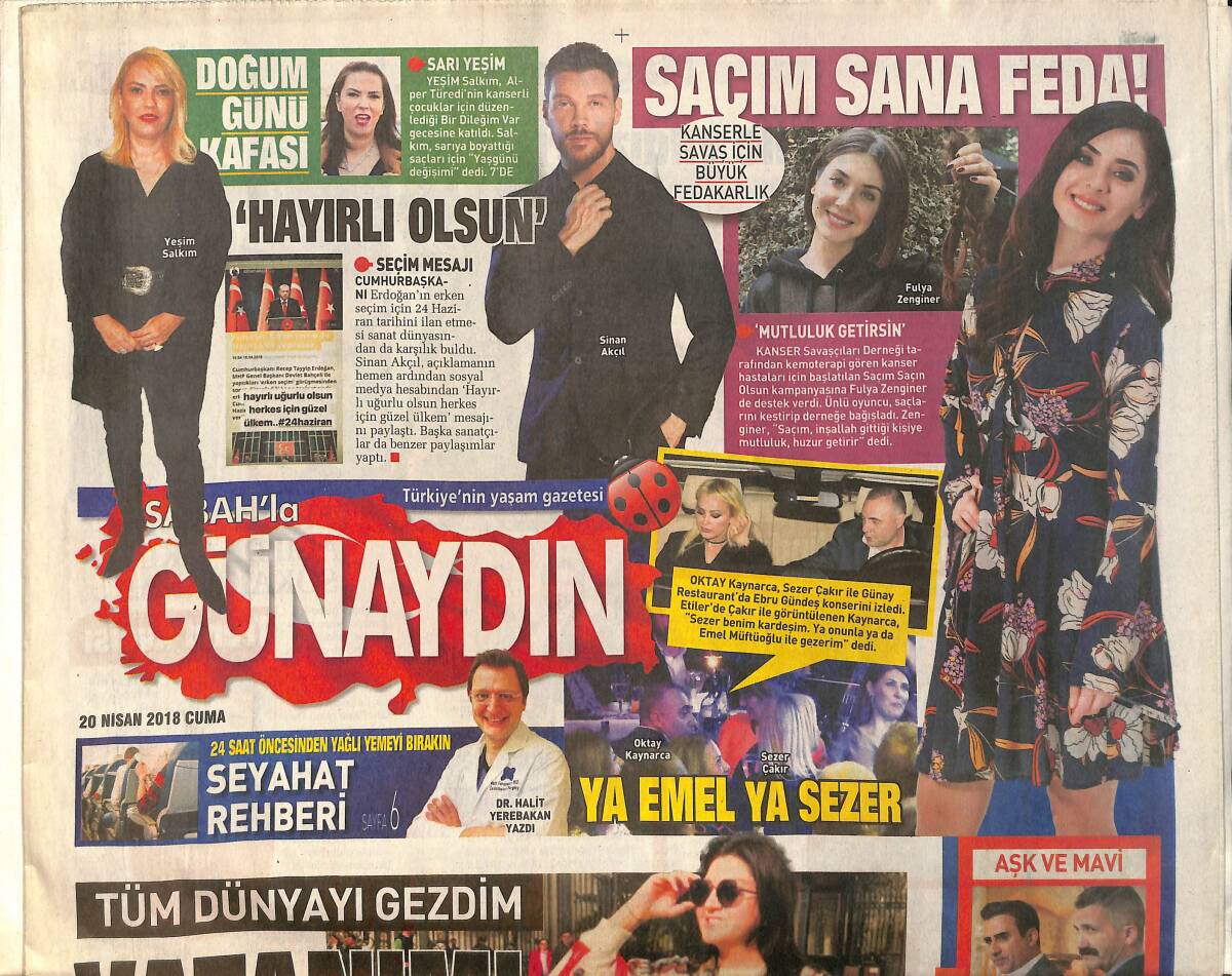 Sabah Gazetesi Günaydın Eki 20 Nisan 2018 - Sibel Can: Tüm Dünyayı Gezdim Ama Vatanımı Hiçbir Yere Değişmem GZ154260 - 1