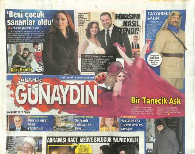 Sabah Gazetesi Günaydın Eki 20 Şubat 2015 - Arkadaşı Kaçtı Merve Boluğur Yalnız Kaldı GZ105329 - 1