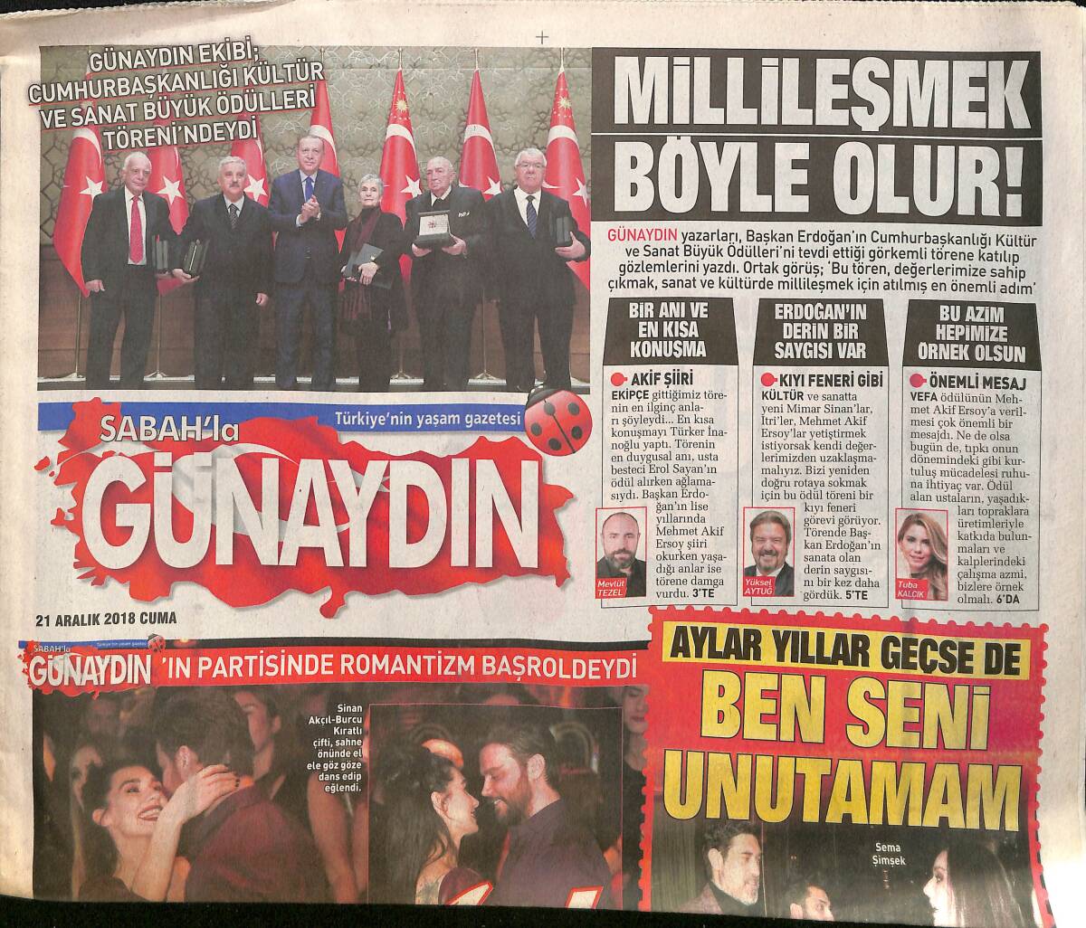 Sabah Gazetesi Günaydın Eki 21 Aralık 2018 - Günaydın Partisindeki Ünlüler 