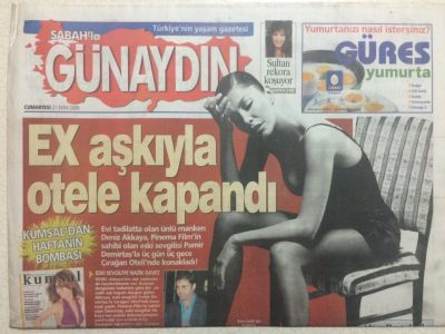 Sabah Gazetesi Günaydın Eki 21 Ekim 2006 - Deniz Akkaya Ex Aşkıyla Otele Kapandı GZ23653 - 1