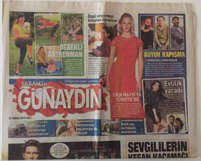 Sabah Gazetesi Günaydın Eki 21 Nisan 2015 - Azra Akının Sevgilisiyle Keşan Kaçamağı , Sami Yusuftan Sarı Gelin GZ28136 - 1