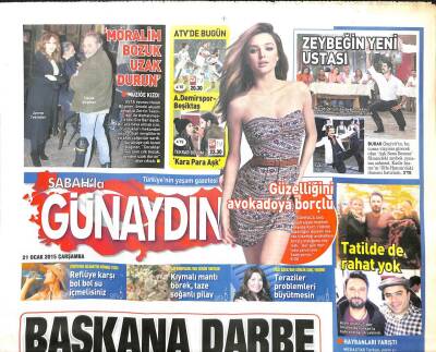 Sabah Gazetesi Günaydın Eki 21 Ocak 2015 - Hadise Uludağı Isıttı, Tarkana Tatilde de Rahat Yok GZ104669 - 1