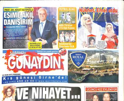 Sabah Gazetesi Günaydın Eki 22 Ocak 2015 - Ronaldodan Irinaya Kocaman Mutluluklar - Nükhet Duru , Emel Sayın Oldu GZ98431 - 1