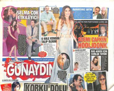 Sabah Gazetesi Günaydın Eki 23 Mayıs 2013 - Muhterem Nur , Müslüm Gürsesin Eşyalarını Urfaya Gönderdi GZ105894 - 1