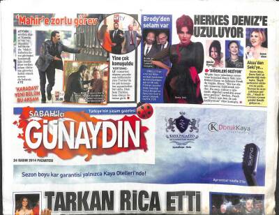 Sabah Gazetesi Günaydın Eki 24 Kasım 2014 - Tarkan Rica Etti Sibel Can Gitti GZ107047 - 1