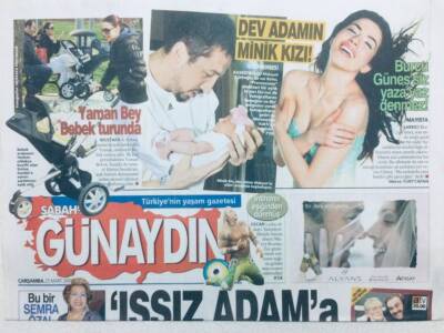 Sabah Gazetesi Günaydın Eki 25 Mart 2009 - Issız Adama Medya Baskısı, Dev Adamın Minik Kızı GZ42812 - 1