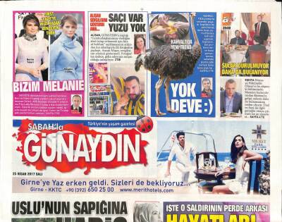 Sabah Gazetesi Günaydın Eki 25 Nisan 2017 - Serdar Ortaçı Hayırcılar Linç Etti GZ84366 - 1