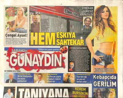 Sabah Gazetesi Günaydın Eki 25 Temmuz 2014 - Kebapçıda Gerilim * Demet Akalın - Hande Yener GZ116345 - 1