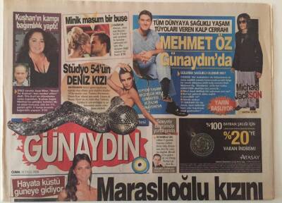 Sabah Gazetesi Günaydın Eki 26 Eylül 2008 - Kadir İnanır Son Cellat Filmini Anlattı , Michael Jacson 50 yaşında Dibe Vurdu GZ28105 - 1