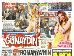 Sabah Gazetesi Günaydın Eki 26 Nisan 2012 - Gülben Ergen , Merdivende Konser Vererek Bir İlke İmza Attı GZ100547 - 1