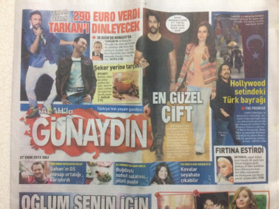 Sabah Gazetesi Günaydın Eki 27 Ekim 2015 - En Güzel Çift, Serdar Ortaç 290 Euro Verdi Tarkanı Dinleyecek,Canlı Yayında İlanı Aşk GZ27847 - 1