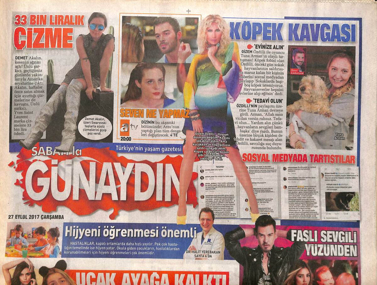 Sabah Gazetesi Günaydın Eki 27 Eylül 2017 - Murat Boz Sahnesinde Kibariye'yi Ağırladı - Aleyna Tilki'nin Son Şımarıklığı Herkesi Pes Dedirtti GZ154246 - 1