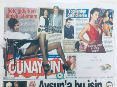 Sabah Gazetesi Günaydın Eki 27 Mart 2009 - Seda Sayan Ateş Püskürdü, Sete Giderken Ölmek İstemem GZ43264 - 2