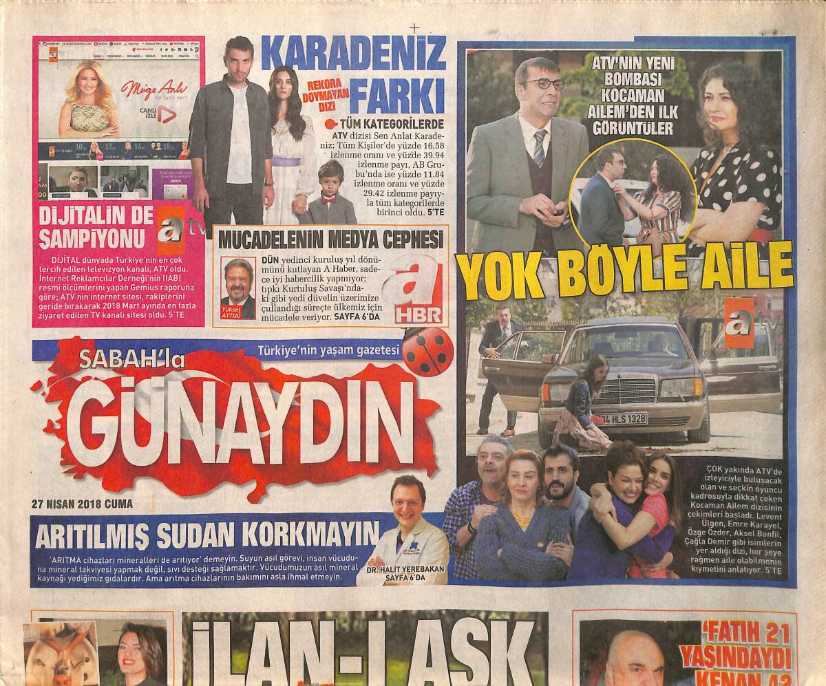 Sabah Gazetesi Günaydın Eki 27 Nisan 2018 - Barış Ve Gupse - Halil Ergün: Fatih 21 Yaşındaydı Kenan 42 GZ154269 - 1