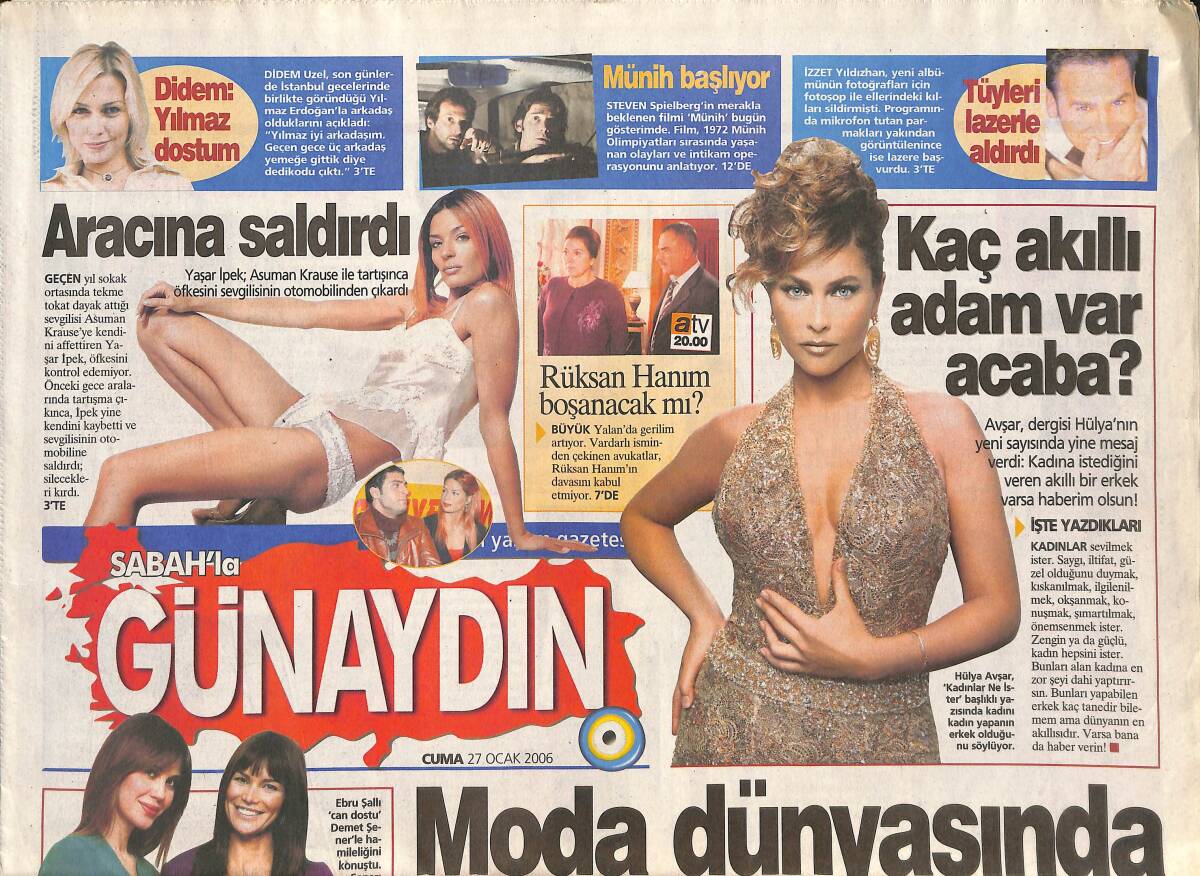 Sabah Gazetesi Günaydın Eki 27 Ocak 2006 - Hülya Avşar 