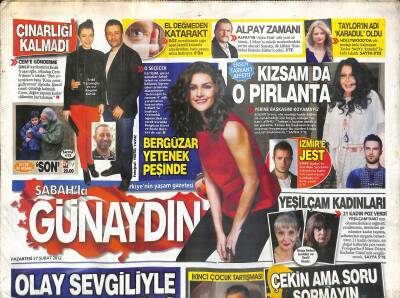 Sabah Gazetesi Günaydın Eki 27 Şubat 2012 - Emre Aydından İzmire Jest - Elizabeth Taylorun Mücevheri Türkiyede GZ123384 - 1