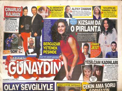 Sabah Gazetesi Günaydın Eki 27 Şubat 2012 - Emre Aydından İzmire Jest - Elizabeth Taylorun Mücevheri Türkiyede GZ125386 - 1