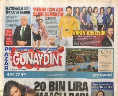 Sabah Gazetesi Günaydın Eki 28 Haziran 2015 - Arda Turan , Sevgilisi Aslıhan Doğan İle Bodrum Tatiline Başladı GZ124780 - 1