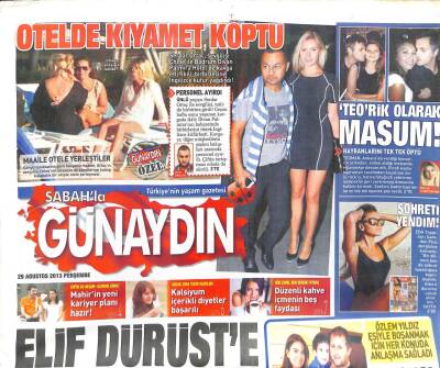 Sabah Gazetesi Günaydın Eki 29 Ağustos 2013 - Elif Dürüste 1 Milyon Liralık Dava GZ107039 - 1