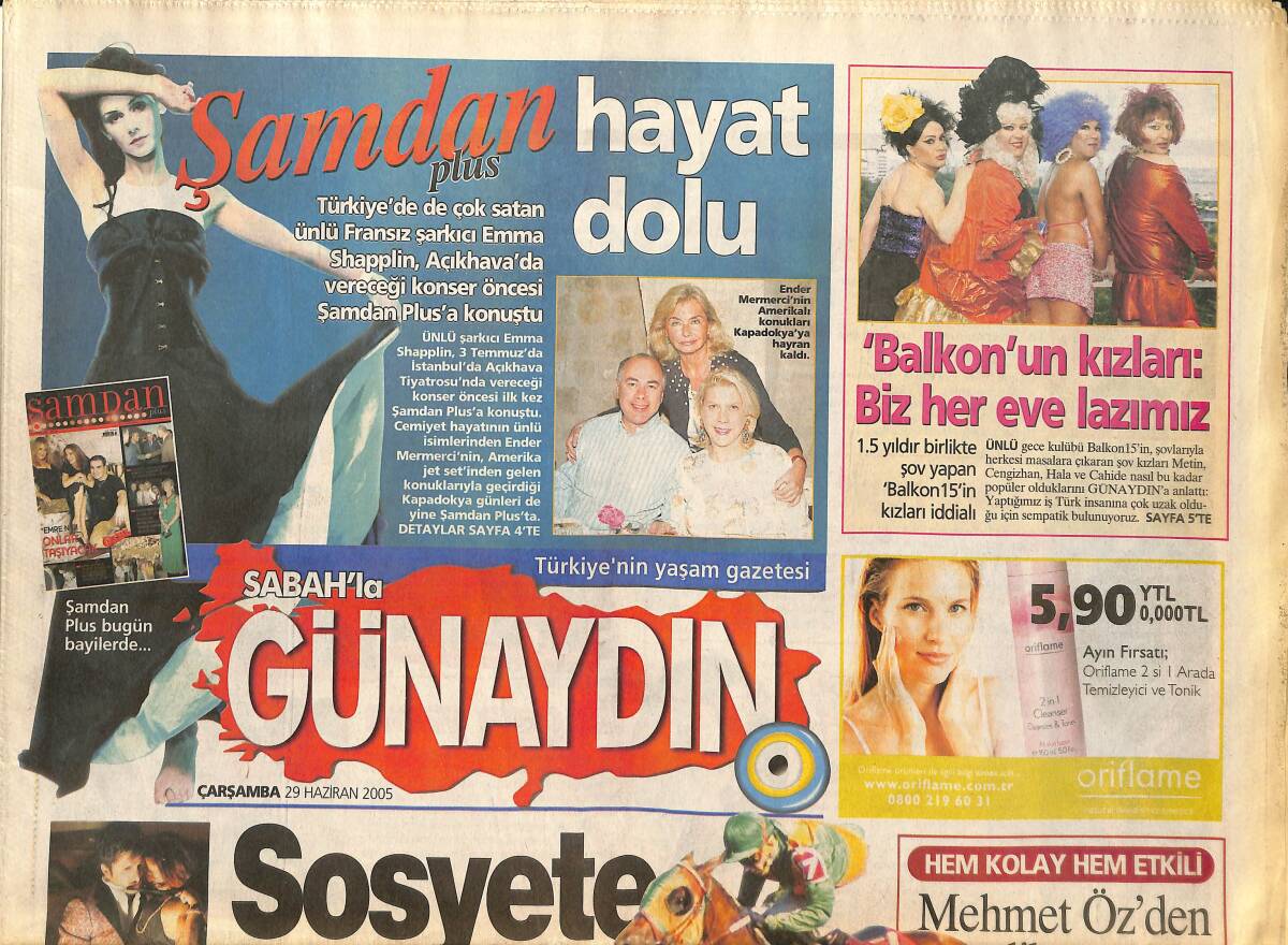 Sabah Gazetesi Günaydın Eki 29 Haziran 2005 - Paris Hilton Yerine Seren Serengil - İbrahim Kutluay Beklenen Gün 15 Temmuz'da GZ137868 - 1