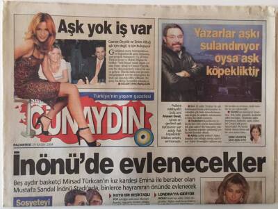 Sabah Gazetesi Günaydın Eki 29 Kasım 2004 - Emina Ve Mustafa Sandal İnönü Stadında Binlerce Hayranının Önünde Evlenecekler GZ20993 - 1