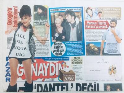 Sabah Gazetesi Günaydın Eki 29 Mart 2009 - Sezen Fatihe Yeşil Işık Yaktı, Tarkanın Boğazında Bülbül Var GZ43266 - 1
