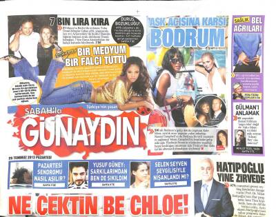 Sabah Gazetesi Günaydın Eki 29 Temmuz 2013 - Yusuf Güney Şarkılarımdan Bende Sıkıldım GZ105290 - 1