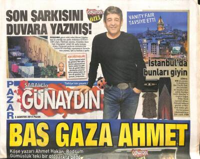 Sabah Gazetesi Günaydın Eki 3 Ağustos 2014 - Murat Göğebakan Son Şarkı Sözlerini Duvara Yazmış GZ106411 - 1