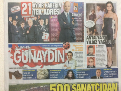 Sabah Gazetesi Günaydın Eki 3 Ağustos 2016 - Yeni Kapıya Demokrasi Çıkarması GZ27914 - 1