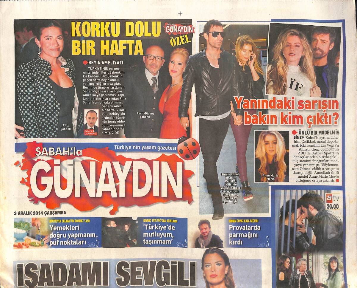 Sabah Gazetesi Günaydın Eki 3 Aralık 2014 - Sezen Aksu ''Çok Ağladım Çok'' GZ159830 - 1