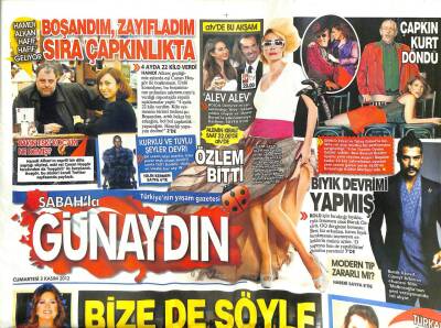 Sabah Gazetesi Günaydın Eki 3 Ekim 2012 - Bize de Söyle Ümit Abi, Türkan Şoray Cihangire Bayıldı GZ107334 - 1