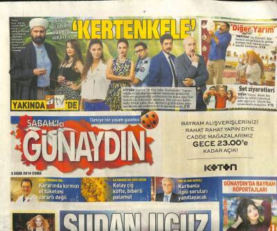 Sabah Gazetesi Günaydın Eki 3 Ekim 2014 - Halit Yerebakan Kararında Kırmızı Et Tüketimi Zararlı Değil GZ98997 - 1