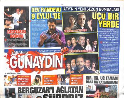 Sabah Gazetesi Günaydın Eki 30 Ağustos 2013 - Bergüzarı Ağlatan Sürpriz GZ107038 - 1