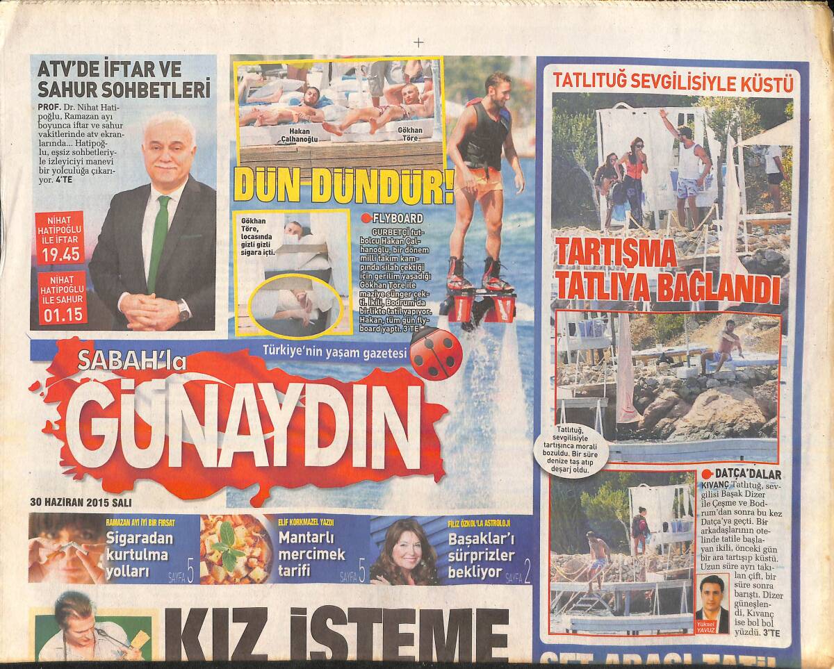 Sabah Gazetesi Günaydın Eki 30 Haziran 2015 - Ronaldinho'nun İşi Yüzde 90 Tamam GZ159833 - 1